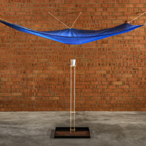 Alex Seton, Deluge in a Paper Cup, 2015, Bianca Carrara, tarp, water, steel, Dimension variables